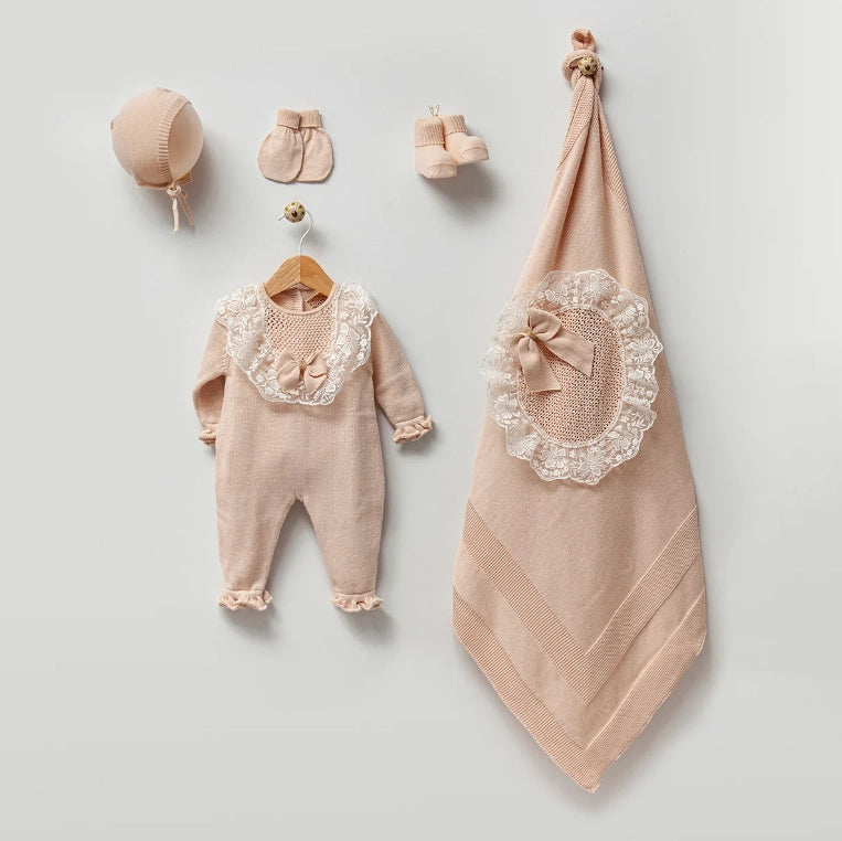Organic Cotton 0-3M Newborn Princess Baby Knitwear Set