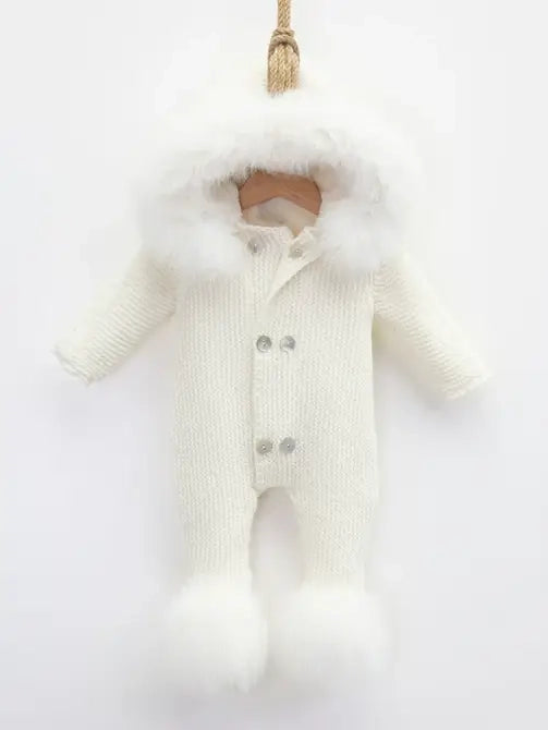 Special Knitwear Baby Pram Suit Herringbone Pattern