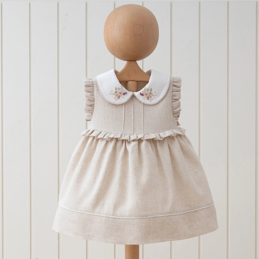 Girl Natural Linen Fabric Dress