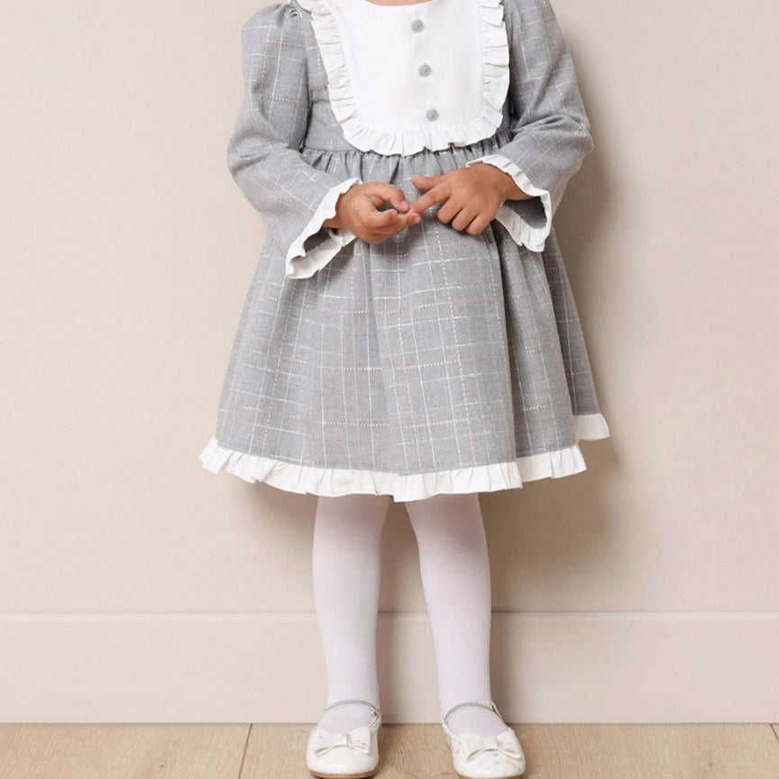 Elegant Grey Formal Girl Smock Dress