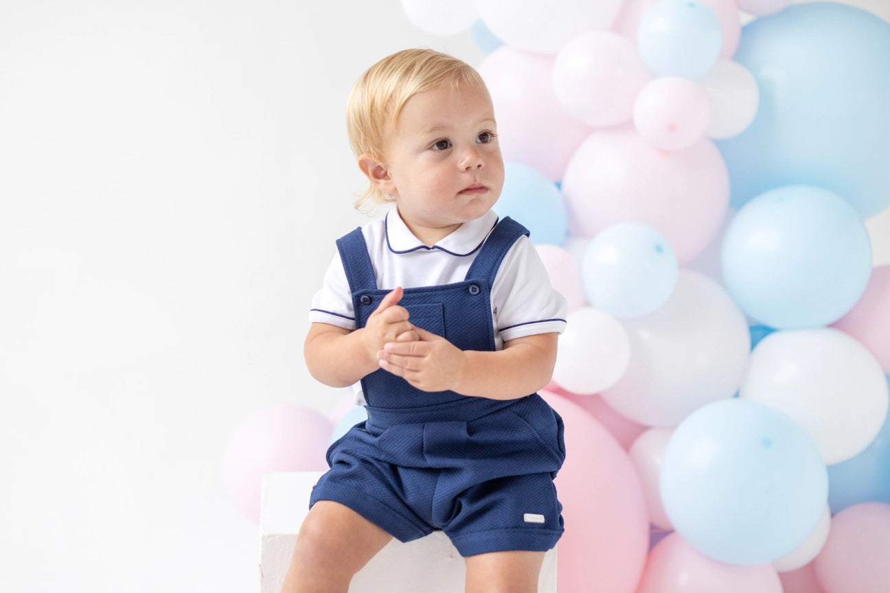 Boys Woven Pique Dungaree with Polo Shirt 2 piece set