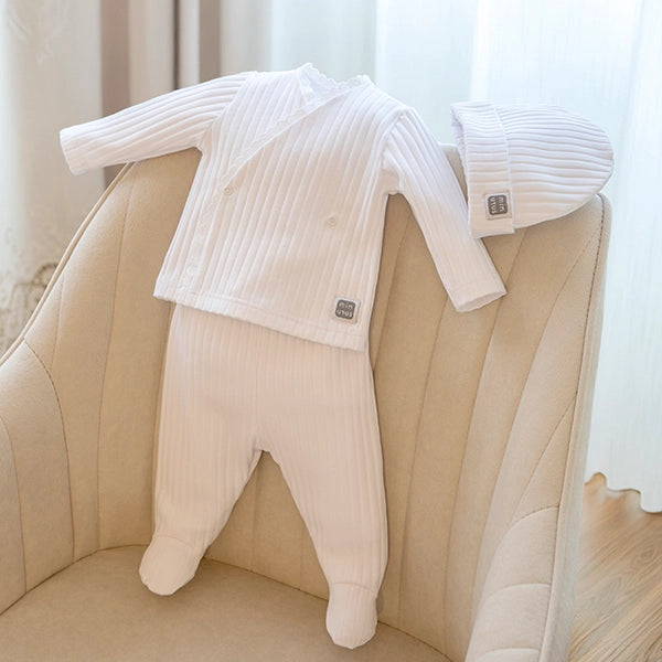 3-Piece Ribbed Newborn Set White