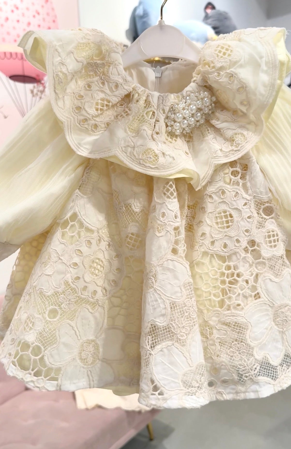 Lace Girls Dress Cream