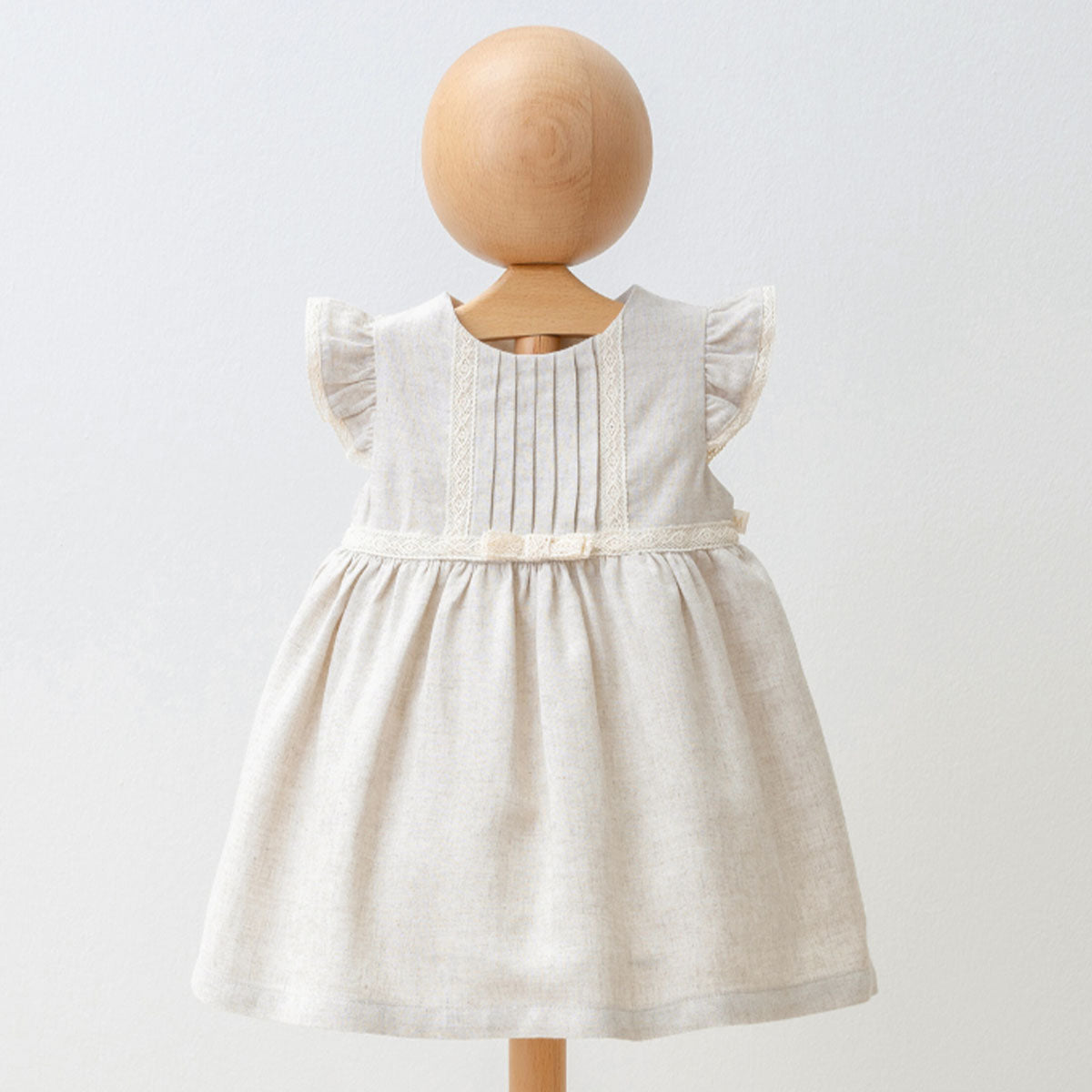 Girl Half Sleeve Linen Special Design Dress