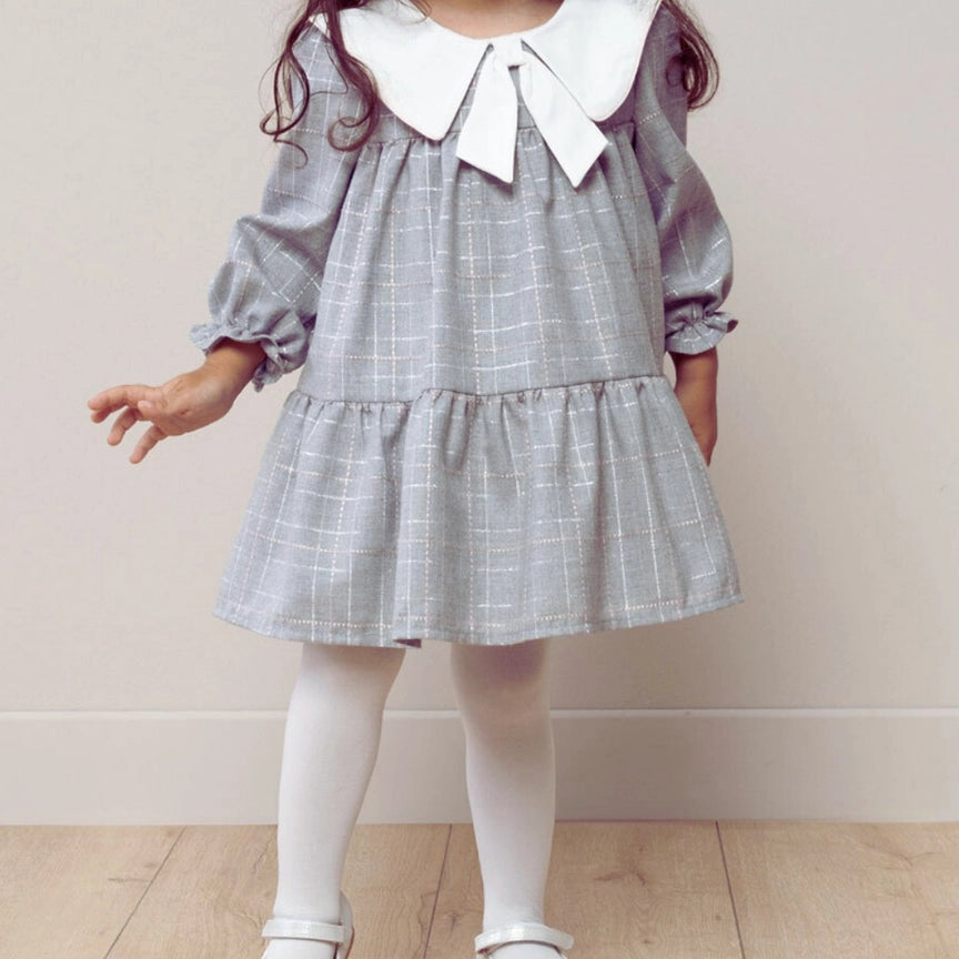 Elegant Grey Formal Girl Smock Dress