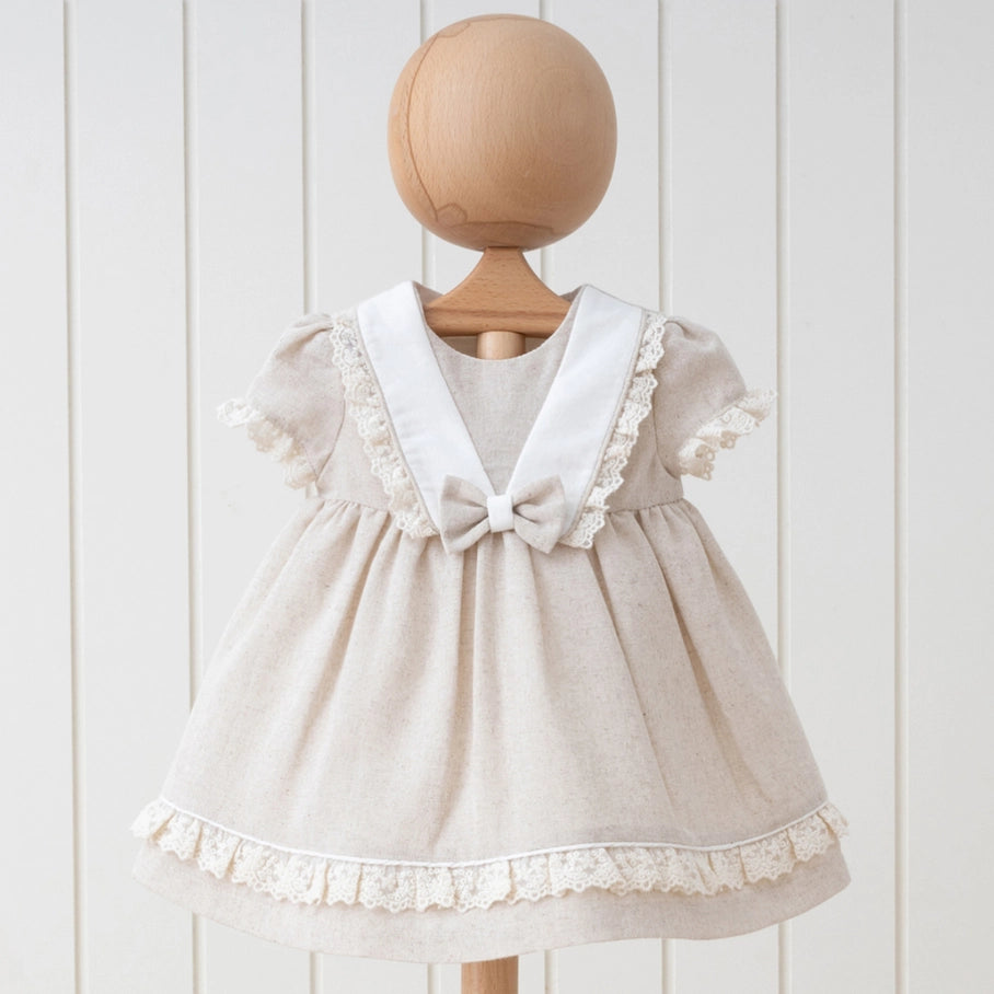Girl Natural Linen Dress A&J Kid's Boutique Girl Natural Linen Dress A&J Kid's Boutique