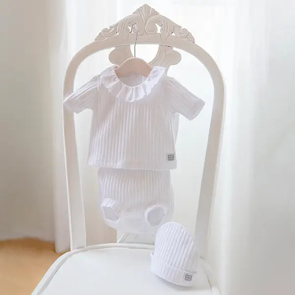 White Short Sleeve Sweater and Romper Set