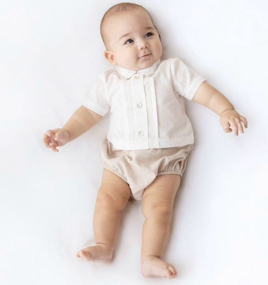 Elegant Baby Boy's Special Cotton&Linen Romper, Boy Outfit