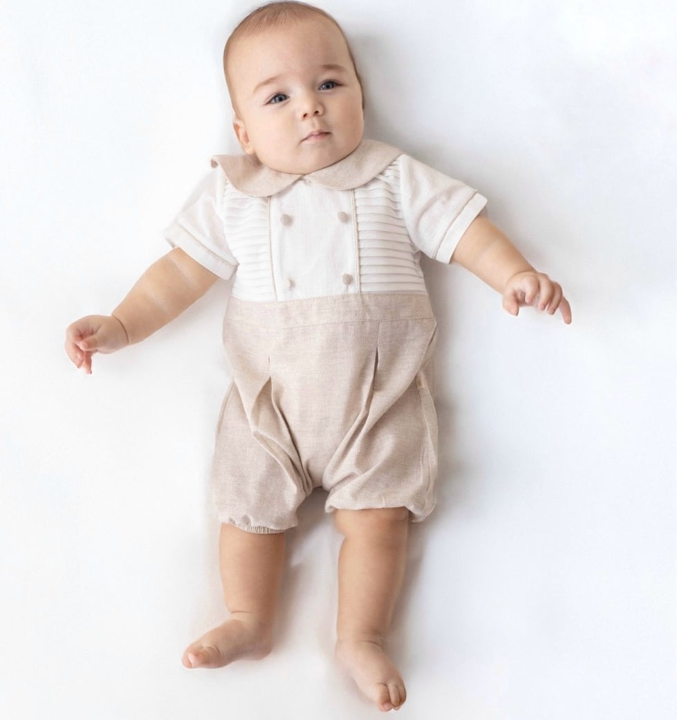 Natural Linen Sporty Elegant Boy Romper