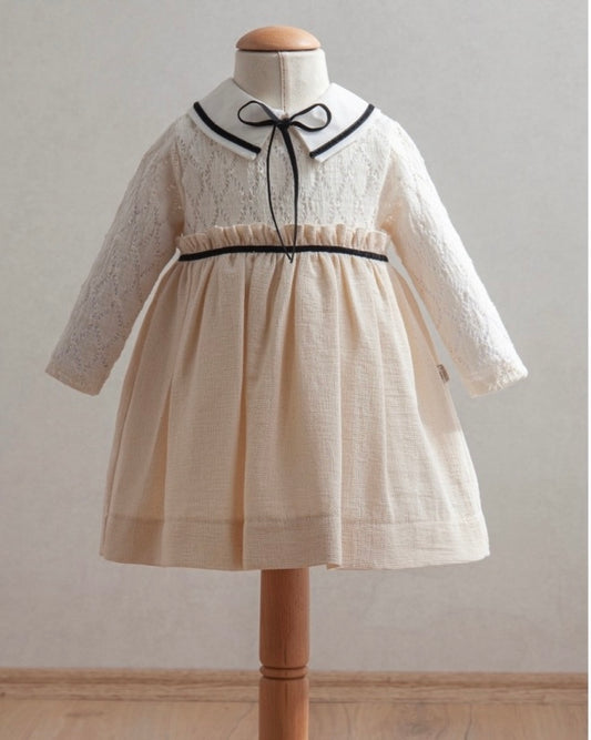 Black Bow Cotton Elegant Classic Girl Dress