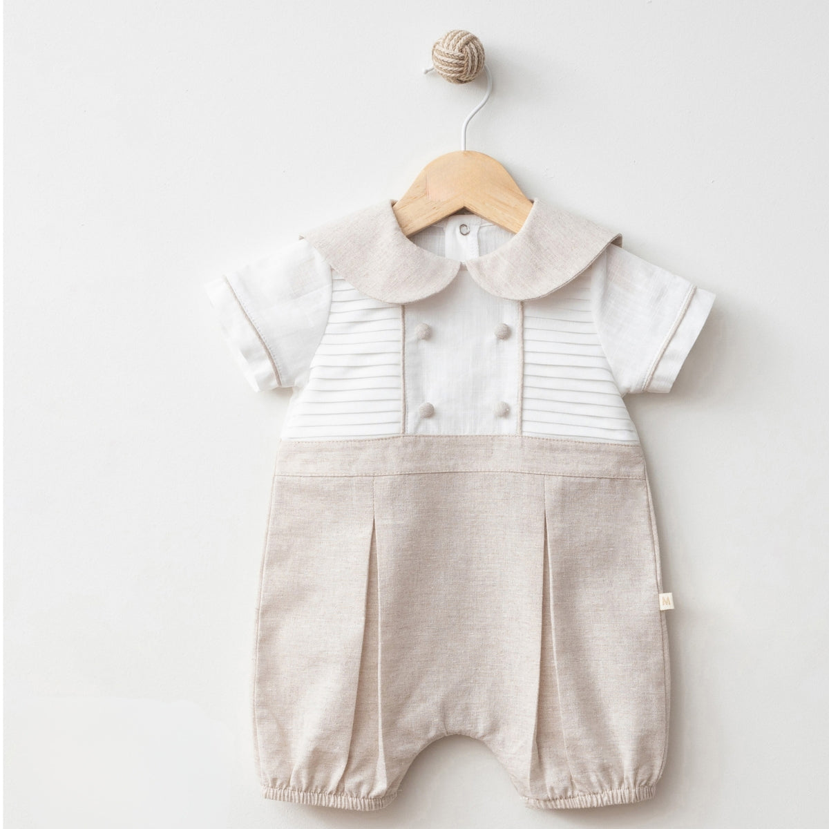 Natural Linen Sporty Elegant Boy Romper